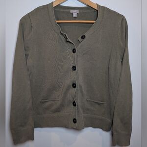J Jill Women's Size XL Olive Green Cardigan Sweater